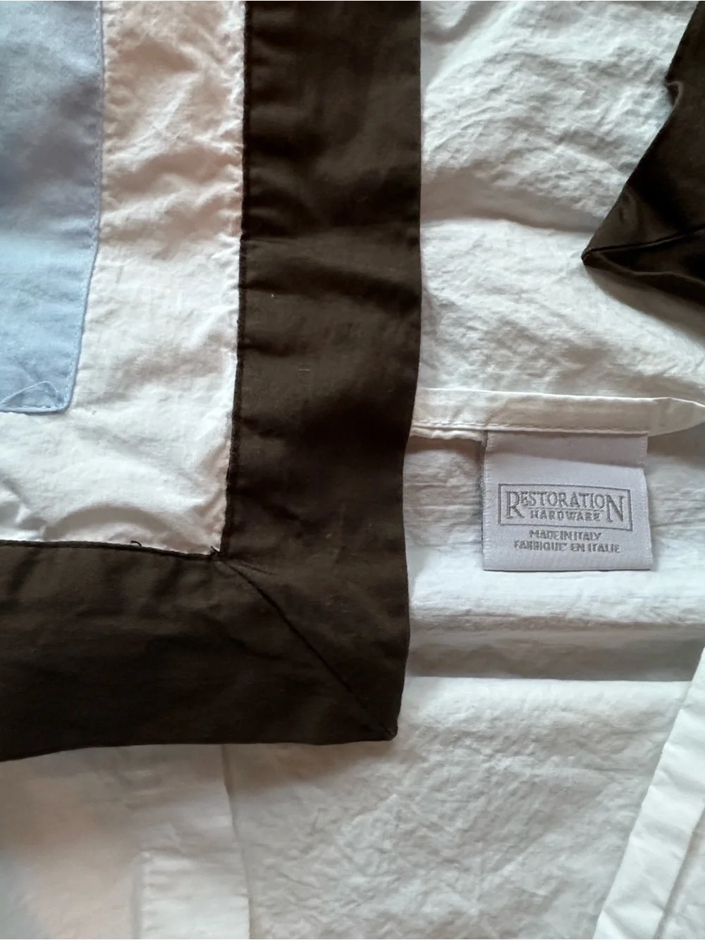 Restoration Hardware RH Euro Sham with Blue and Brown Border